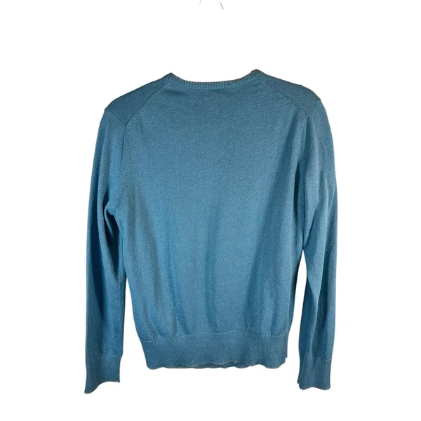 Brooks Brothers Womens Metallic Blue Cardigan and Shell Sweater Set 2 Piece Fair - Image 2