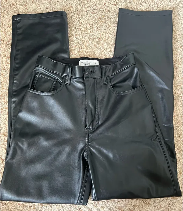 Abercrombie 90s Straight Leather Pants - Image 3