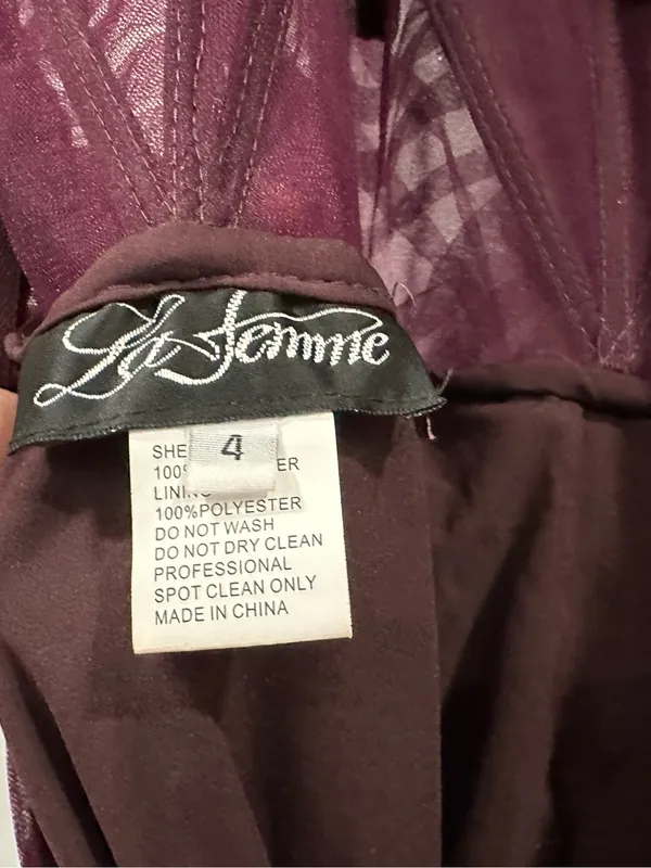 La FEMME 30334 Corset Sheer Bodice Tulle A-Line Gown In Dark Berry 4 FLAW - Image 11