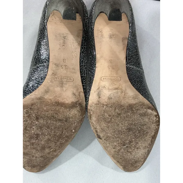 Womans Coach Adina Size 9.5 B Gray Cracked Leather Slip On Stiletto Pumps - Image 7