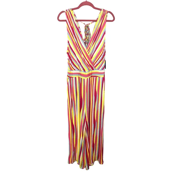 NEW Torrid Colorful Stripes Sleeveless Super Soft Surplice Jumpsuit 1X - Image 3