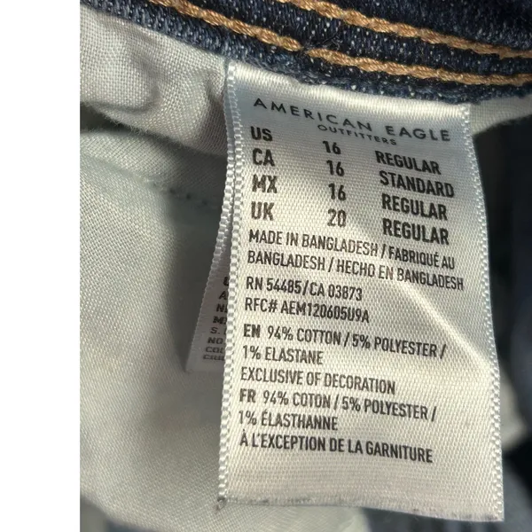American Eagle Womens 16 Regular Kick Boot Super Stretch Blue Denim Jeans - Image 12