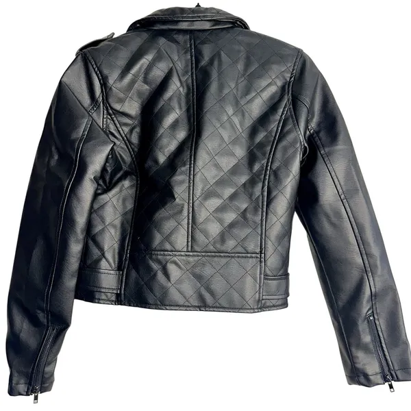 Stoosh Women Size M Faux Leather Moto Jacket Zippers Fitted Cropped Black Womens - Image 2
