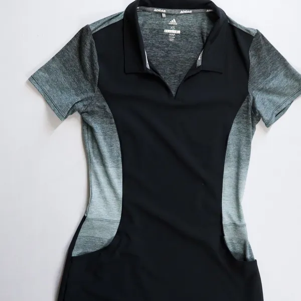 Adidas Women's Black Grey Golf Range Dress Short Sleeve‎ V-Neck Pockets Size XS - Image 10