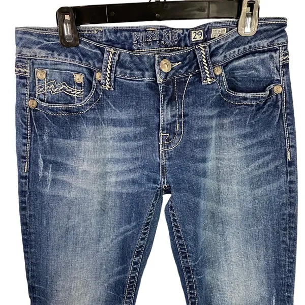 Miss‎ Me Jeans Women’s Size 29 Easy boot cut blue Denim Embellished Pockets - Image 2
