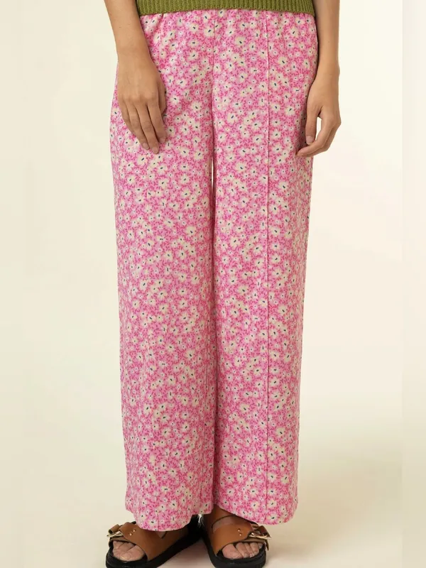 FRNCH Brittany Wide Legs In Pink Floral Pattern Sz M - Image 3