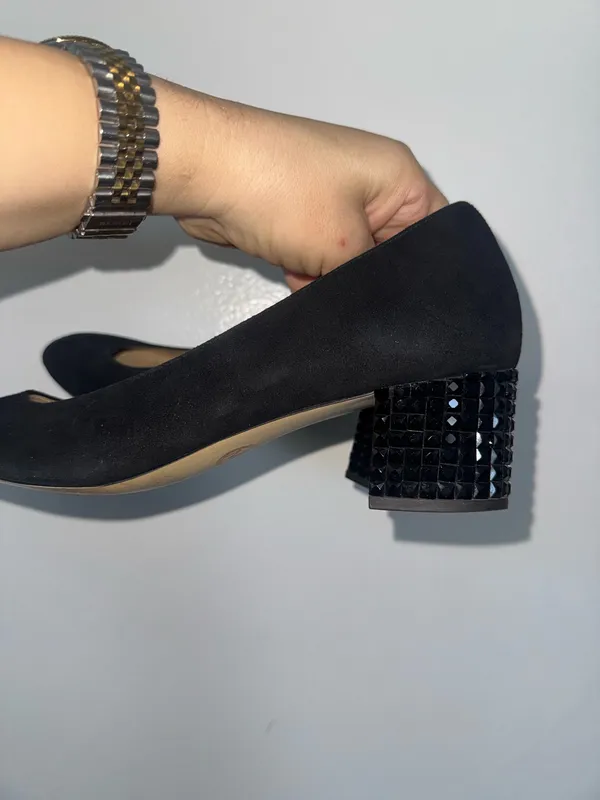 Michael Kors Arabella black suede studded 2” heels size 10M - Image 4