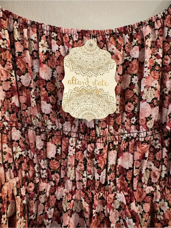 NWT Altar'd State Rochelle floral mini dress smocked bodice puff sleeves Sz S - Image 5