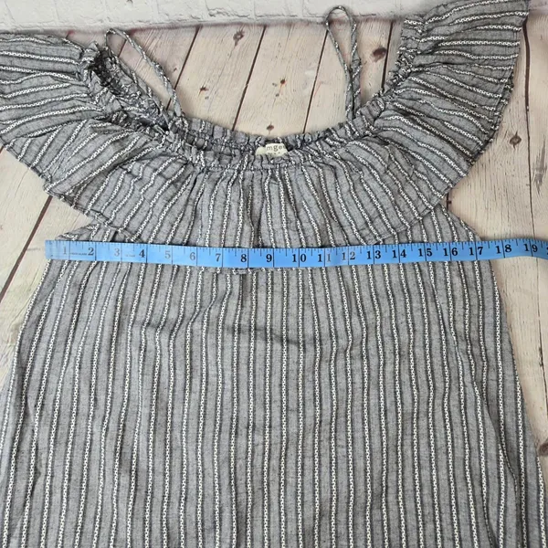 Umgee USA Gray White Striped Cold Shoulder Ruffle Mini Dress G0203 Medium - Image 5