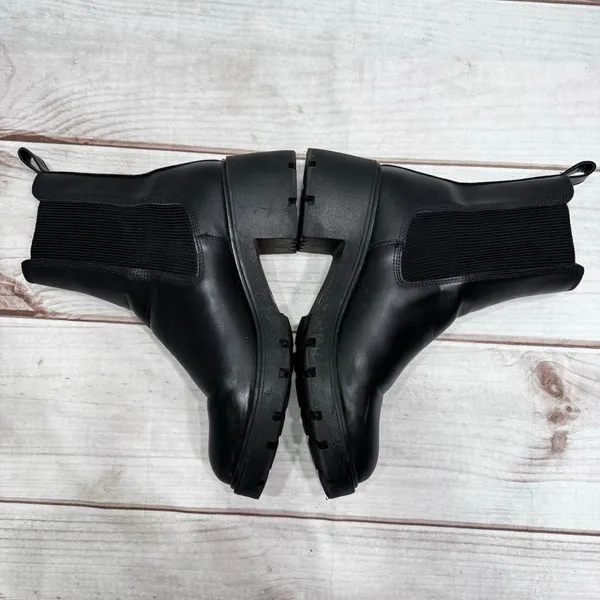 Steve Madden Black Chelsea Ankle Boot Combat Goth Sock Chunky Lug Kiley 11M - Image 4