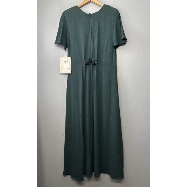 Vintage 90s Tea Dress Size 8 Dark Green Romantic Maxi Cottagecore Wedding Guest - Image 7