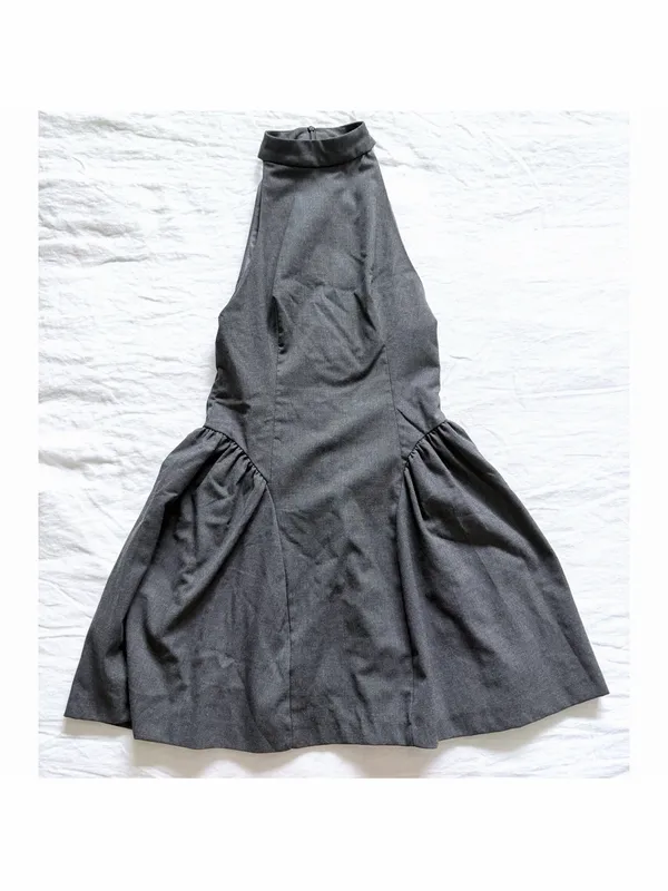 Zara Charcoal Halter Fit and Flare Mini Dress - Image 5
