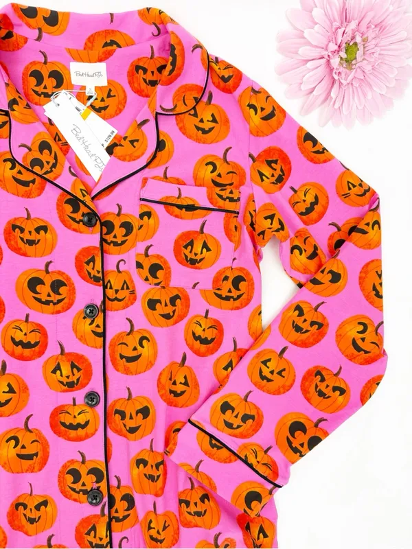 BedHead PJs Jolly Jack-O-Lantern Long Sleeve Classic Stretch Jersey Pajama Set - Image 8