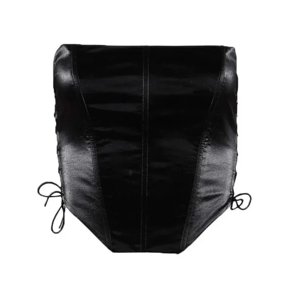 Tiger Mist Satin Black Lace Up Amity Corset Crop Top - Image 13