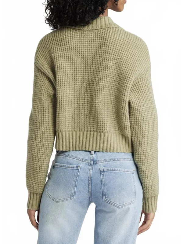 PacSun LA Hearts Gabriela Waffle Knit Collared Sweater Green NWT XL - Image 6