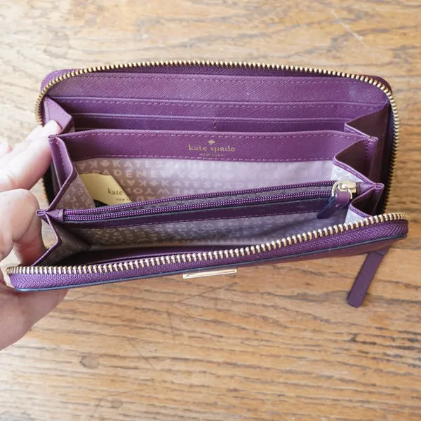 Kate Spade New York Plum Purple Saffiano Leather Zip Around Continental Wallet - Image 4