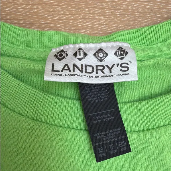 Landrys T Rex Cafe Nugget Tee Size XS Lime Green - Image 3