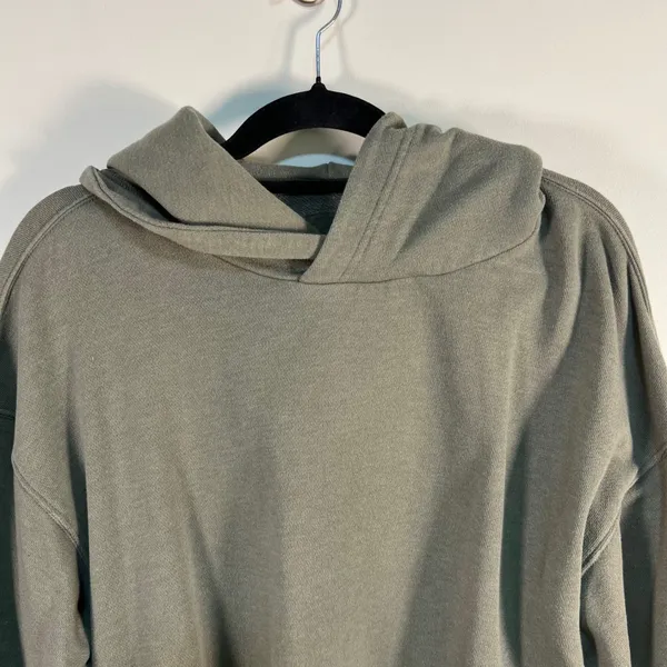 Aerie Womens Oversized Ruched Side Tie Hoodie Olive‎ Green French Terry XL - Image 2