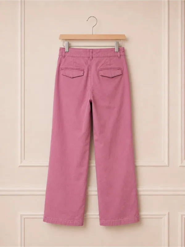 LOFT The Monroe Wide Leg Pants 0P Pink Cotton Stretch HighRise Petite PreppyChic - Image 5