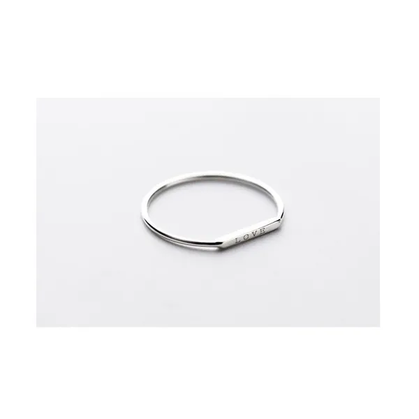 Boutique NEW Women's Dainty‎ White Gold-Plated S925 LOVE Bar Band Ring Size 7 - Image 12