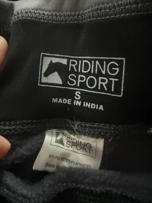 {RIDING SPORT} Knee Patch Gray Fleece-Lined Horseback Riding Breeches Leggings - Image 6