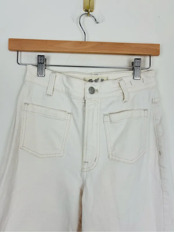 Madewell Perfect Vintage Wide Leg Jeans in Ivory Off White Patch Pockets Size 24 - Image 2