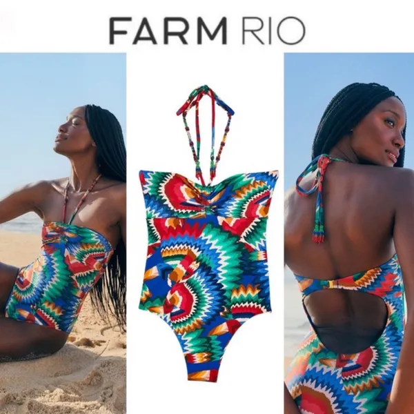 Farm Rio Chevron Toucans One Piece, size X-Small, $189 - Image 2