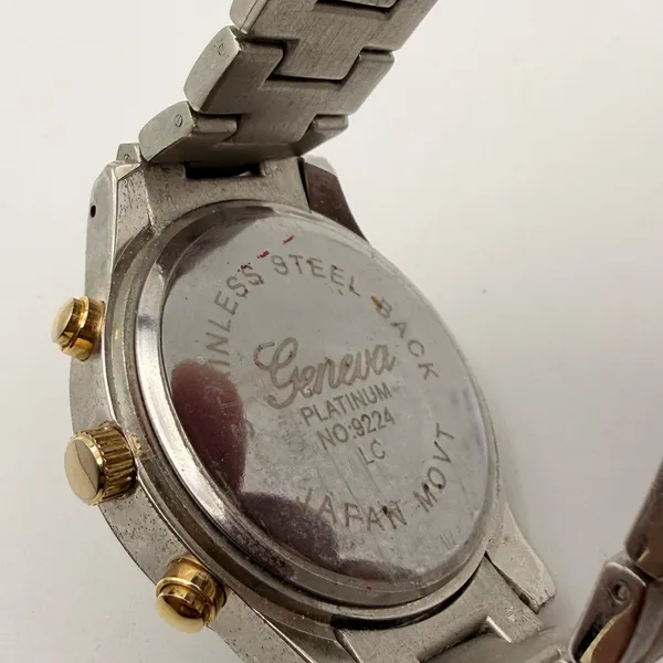 Elegant Geneva Platinum Two-tone Women's Crystal Quartz Watch, Working - Image 4