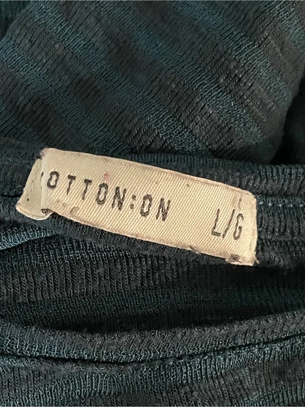 Dark Teal Long Sleeve Scoop Neck Striped Crop Top - Image 3