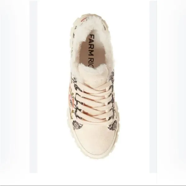 FARM Rio Cream Floral Faux Fur Lined Chunky Sole Sneakers 9 - Image 3
