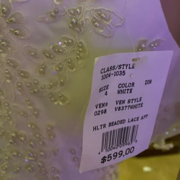 NWT Davids Bridal Michaelangelo‎ White Halter A-Line Gown Beaded Lace Dress - Image 10