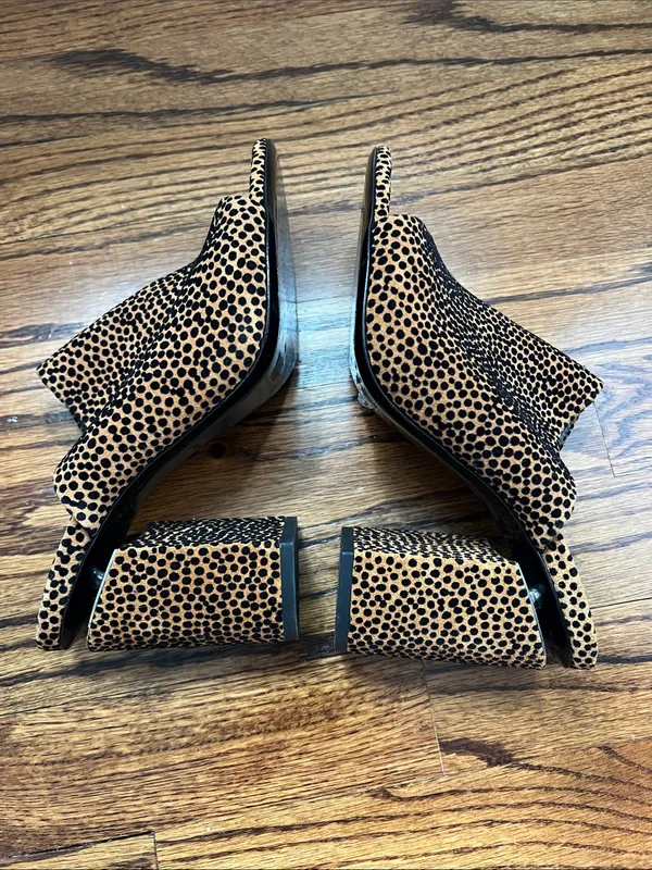 Alexander Wang Womens Tan and Black Leopard Print Block Heel Mules - Image 6