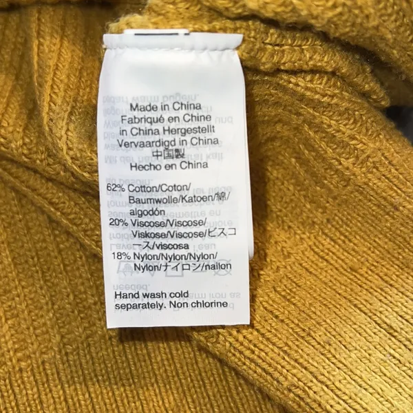 Madewell patch pocket pullover sweater mustard yellow small tight knit cotton S - Image 7