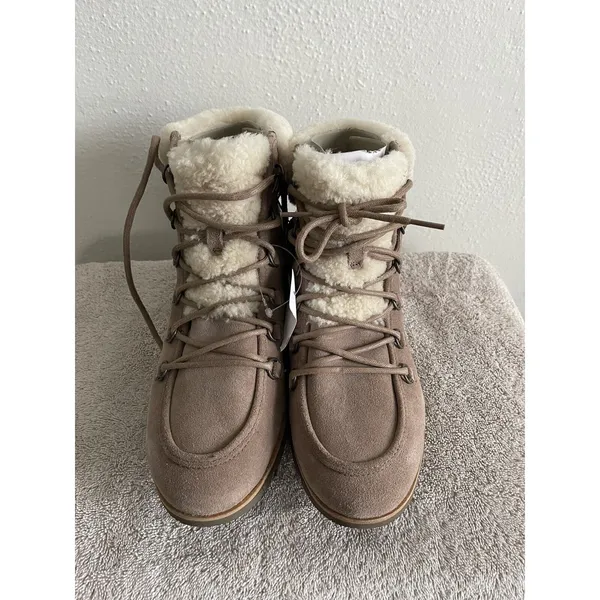 New! Women's Sorel Harlow‎ Lace Up Cozy Low Top Ash Brown Boots 11 - Image 2