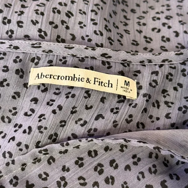 Abercrombie & Fitch Cheetah Print Chiffon Bodysuit Womens M Blue Animal Print - Image 2