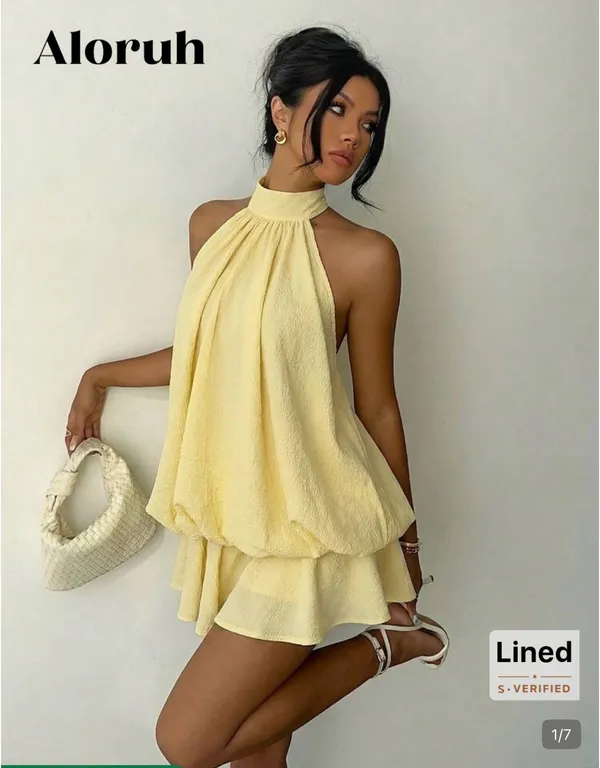 Shein Yellow Halter Dress - Image 3