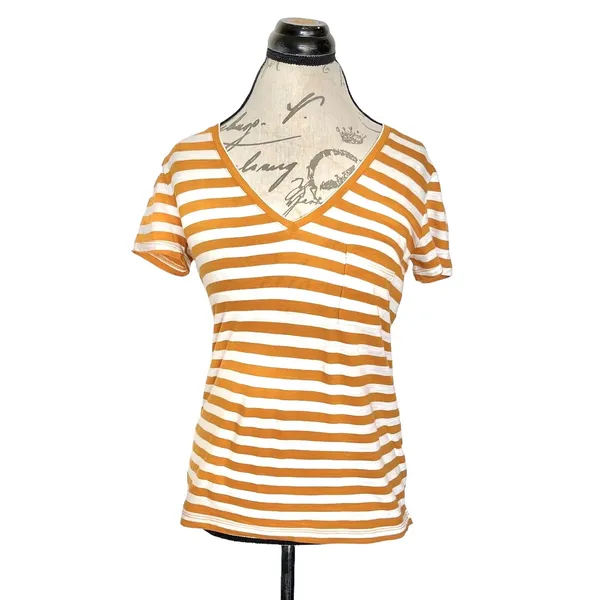 Madewell Womens Blouse Sz XS Striped Short Sleeve Preppy Parisian Minimalist - Image 2
