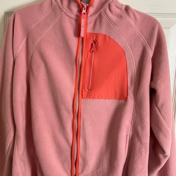 Aeropostale Sport Pink Polar Fleece Full Zip Jacket Large - Image 4