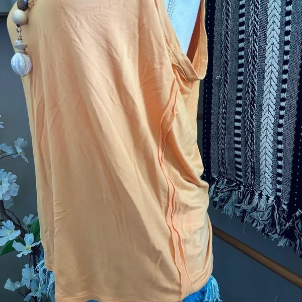 Free People Orange Moon Dance Knit Oversized V Neck Tank Top - Image 6