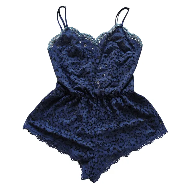 Victoria's Secret NWT Navy Blue Floral Lace Teddy Romper Lingerie 11098917 Small - Image 2