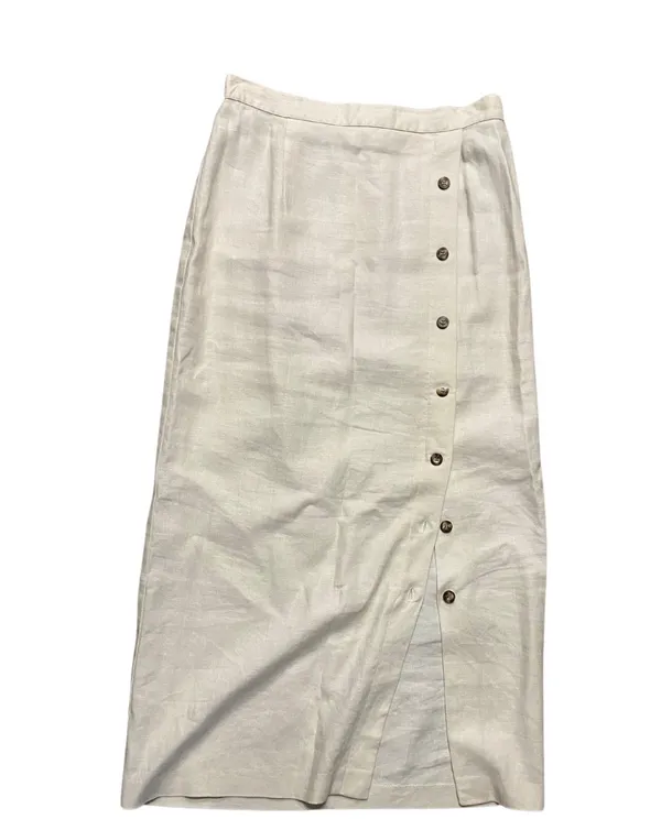 Vintage 90s White Button Down Linen Skirt 🔥 - Image 2