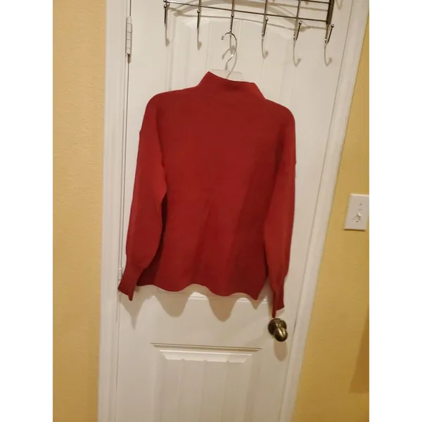 TAHARI Pure Luxe Sweater Red Mock Neck XL - Image 4