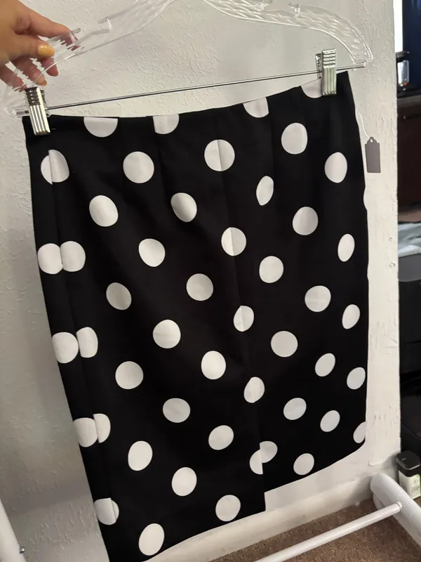 The Limited Black and White Polka Dot Pencil Skirt - Image 2