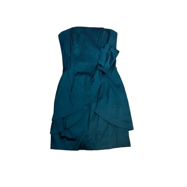 Jessica McClintock Vintage Taffeta Strapless Teal Emerald Green Party Dress - Image 6