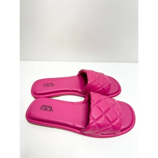 Nordstrom Rack Sandals Womens‎ Size 6 Quilted Pink Slides - Image 3