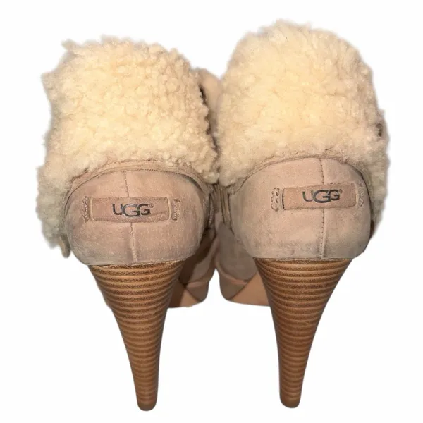 Ugg Georgette Nubuck Leather Sheepskin Shearling Ankle Boots Heels Shoes size 5 - Image 5