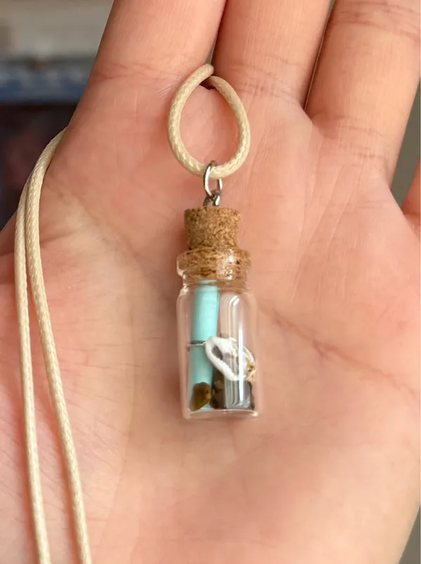 Handmade message in a bottle cute unique necklace🐚🪼💌🌊 - Image 2