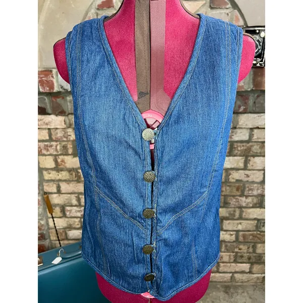vest jersey textured blue 1980s - Image 2