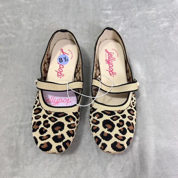 Jellypop Juni Mary Jane Flats Leopard Knitted Memory Foam Woman's 8.5 Tan Brown - Image 4