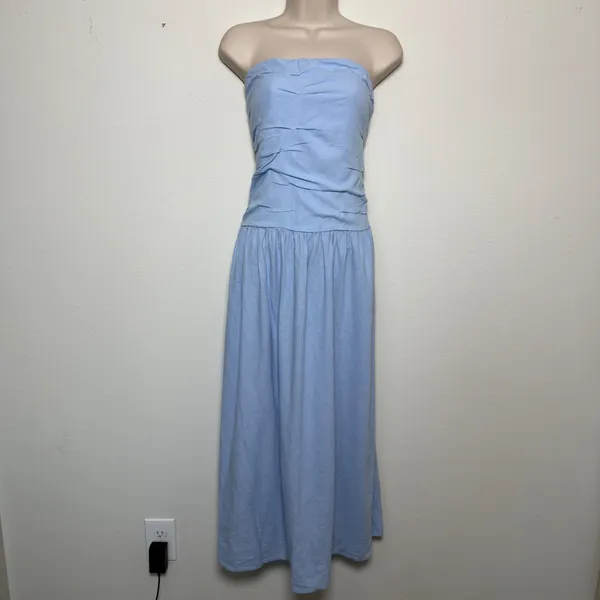 Universal‎ Thread Women Linen Corset Dress Large Blue Cottage Prairie Strapless - Image 2